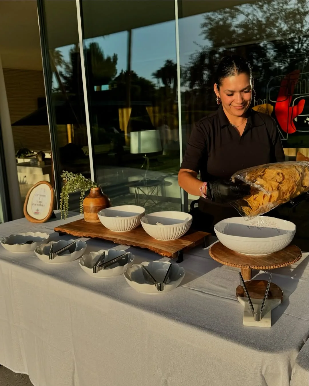 Elegant TacoNTodo taco catering station set up for a Palm Desert event
